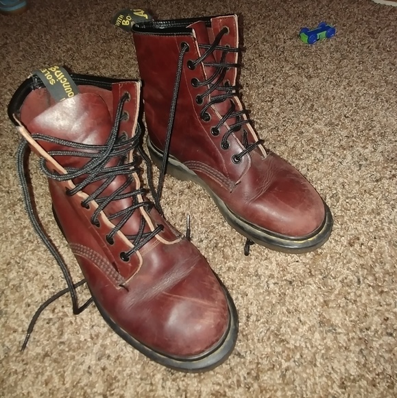 wine colored doc martens